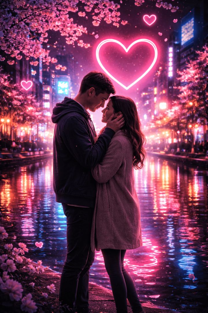 Neon romance by the water wallpaper patakapix wallpaper