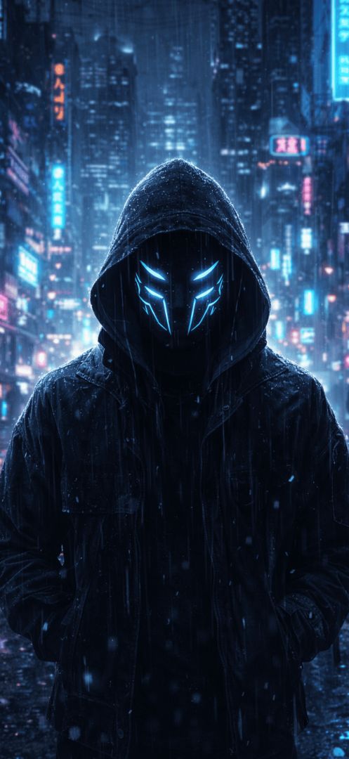 Mysterious figure in neon rainstorm iphone wallpaper patakapix wallpaper