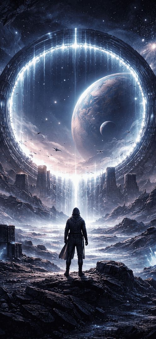 Mysterious figure beneath the glowing ring iphone wallpaper patakapix wallpaper