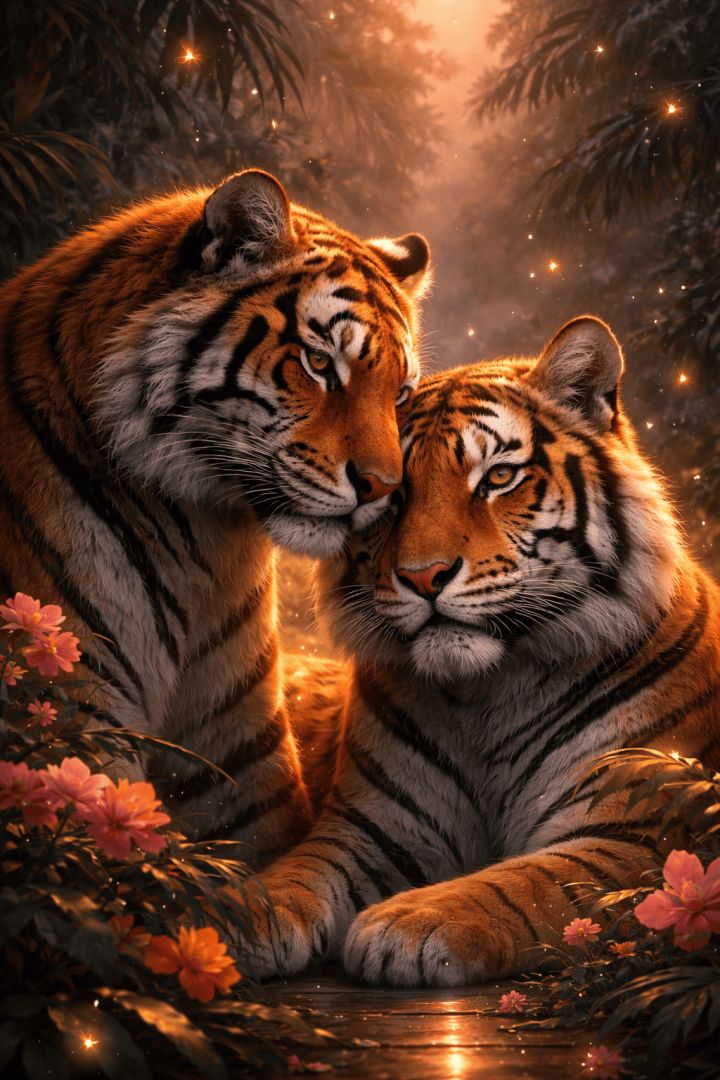 Tigers in a twilight embrace wallpaper patakapix wallpaper