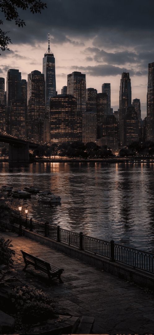 Twilight skyline by the riverside iphone wallpaper patakapix city wallpaper