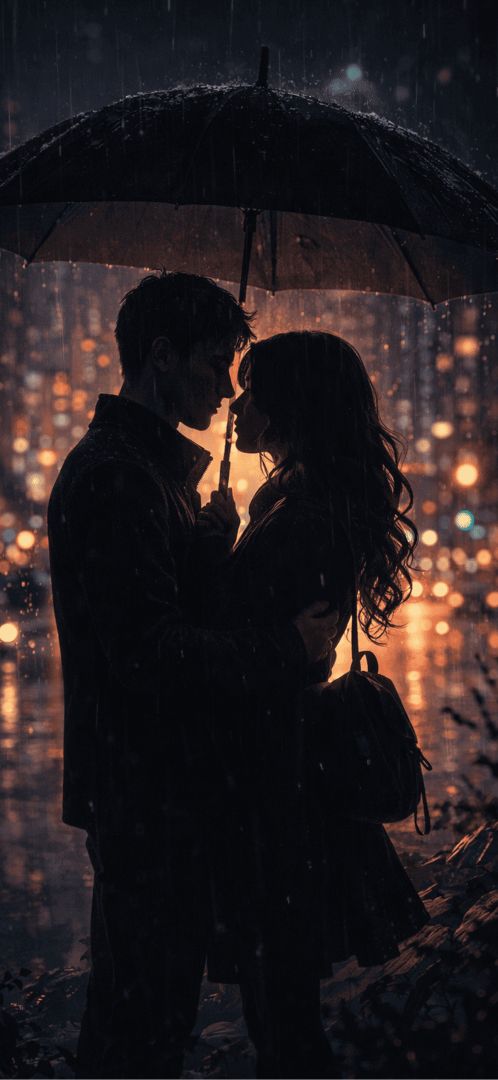 Night rain under shared umbrella iphone wallpaper patakapix wallpaper