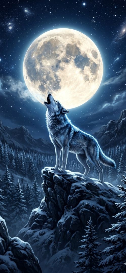 3d wolf howling under full moon 3d  wallpaper wallpaper
