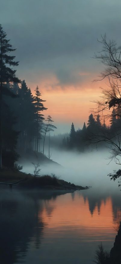 Foggy Forest Lake Wallpaper – Peaceful Nature wallpaper patakapix wallpaper