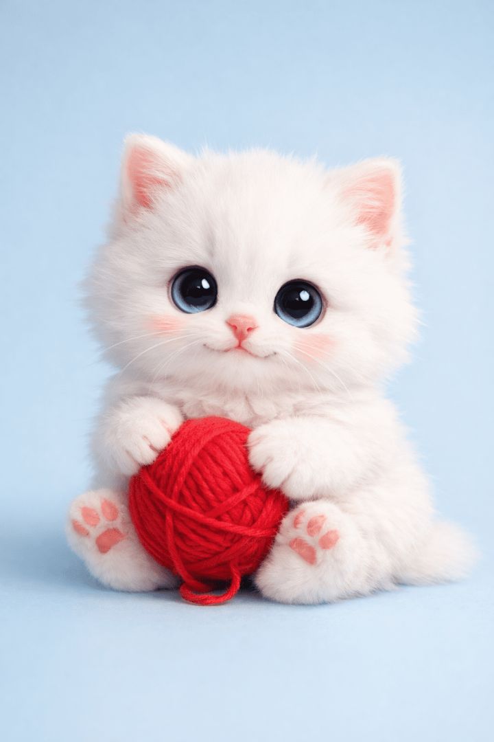 Adorable kitten with red yarn ball wallpaper patakapix wallpaper
