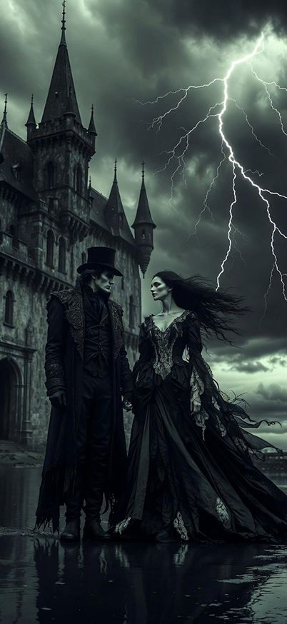 Dark Gothic Castle Couple Lightning Storm iphone Wallpaper patakapix wallpaper