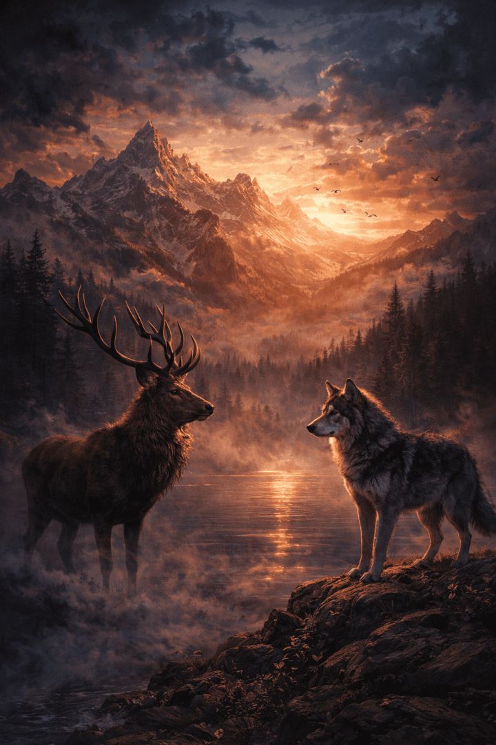Face-off-at-dusk-in-the-wild-wallpaper-patakapix wallpaper