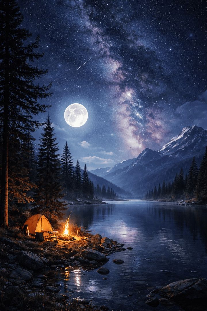 starry-night-over-a-tranquil-lake-wallpaper-patakapix wallpaper