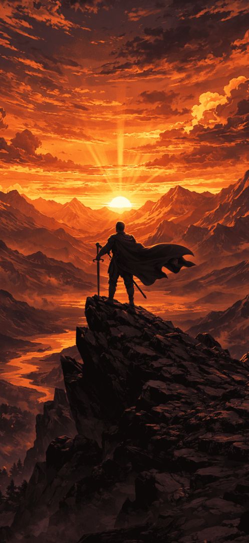 Sword bearer at sunset on mountains iphone wallpaper patakapix motivation wallpaper