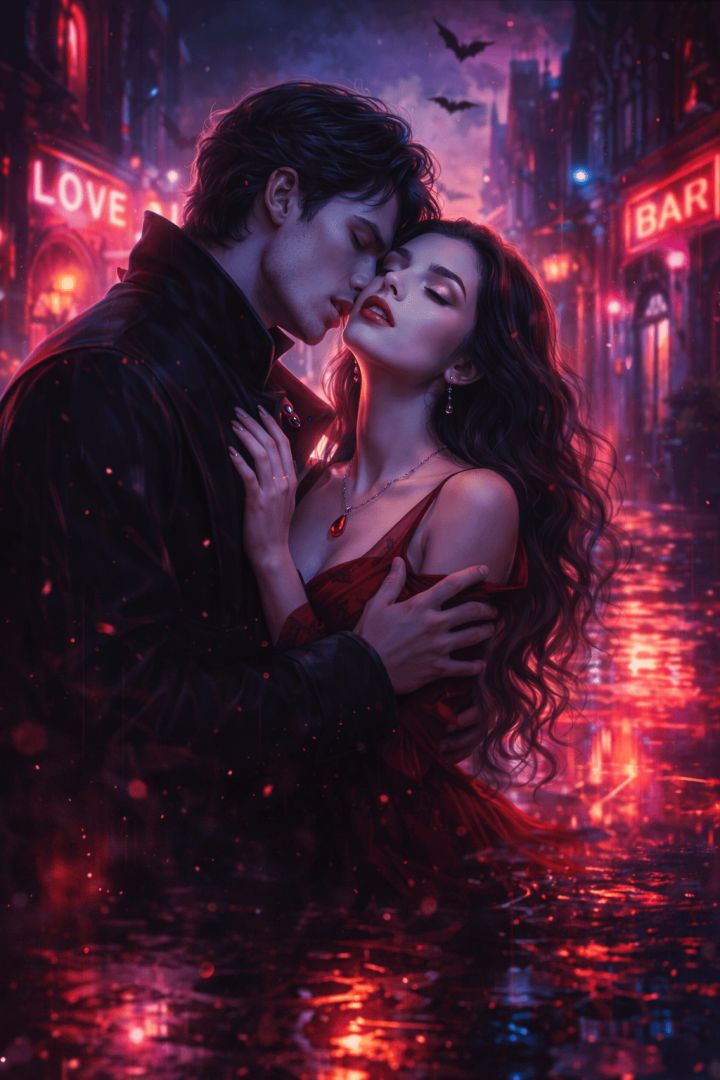 Vampires under neon moonlight wallpaper patakapix wallpaper