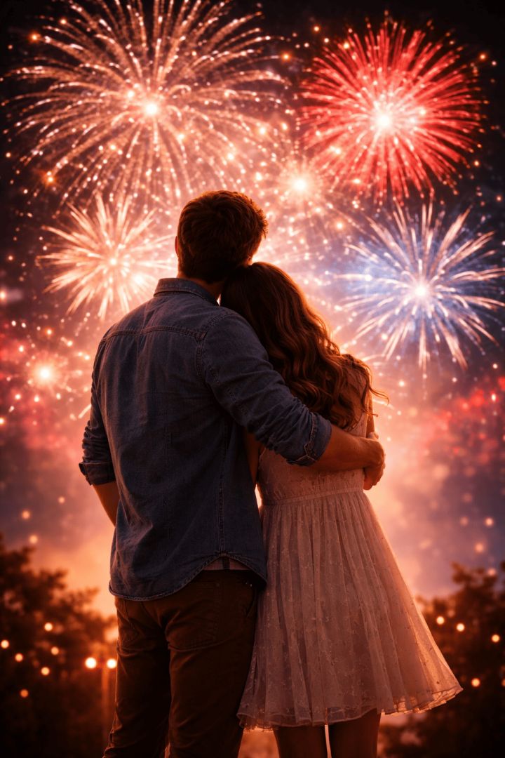 A night of fireworks and love wallpaper
