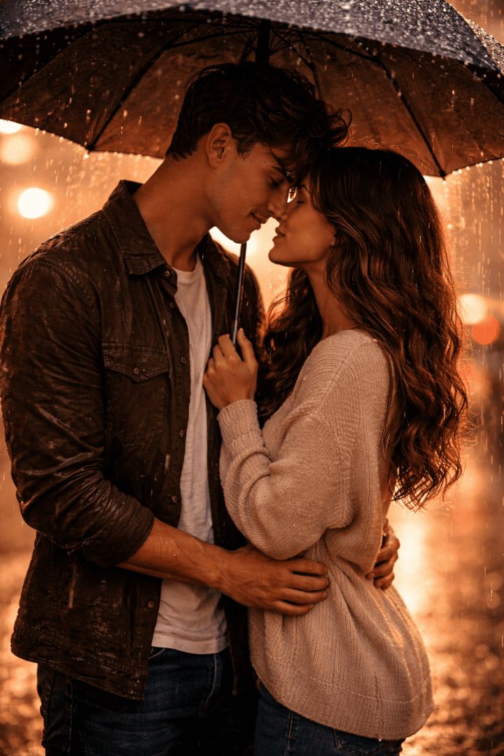 A rainy night together love wallpaper