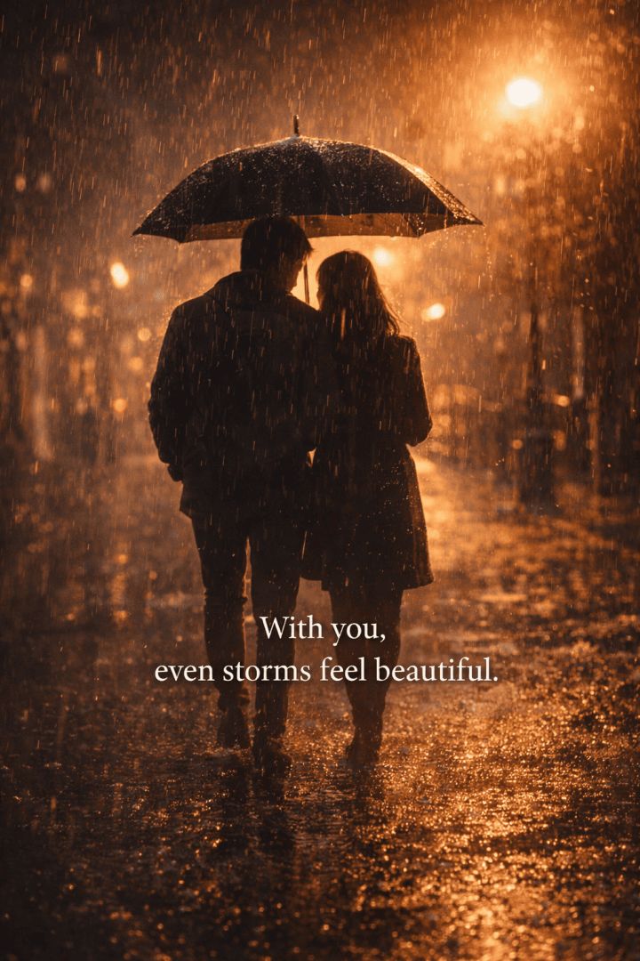 A warm walk through the rain wallpaper