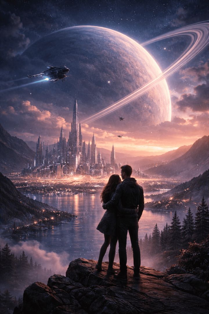 Romance-beneath-a-glowing-sky wallpaper