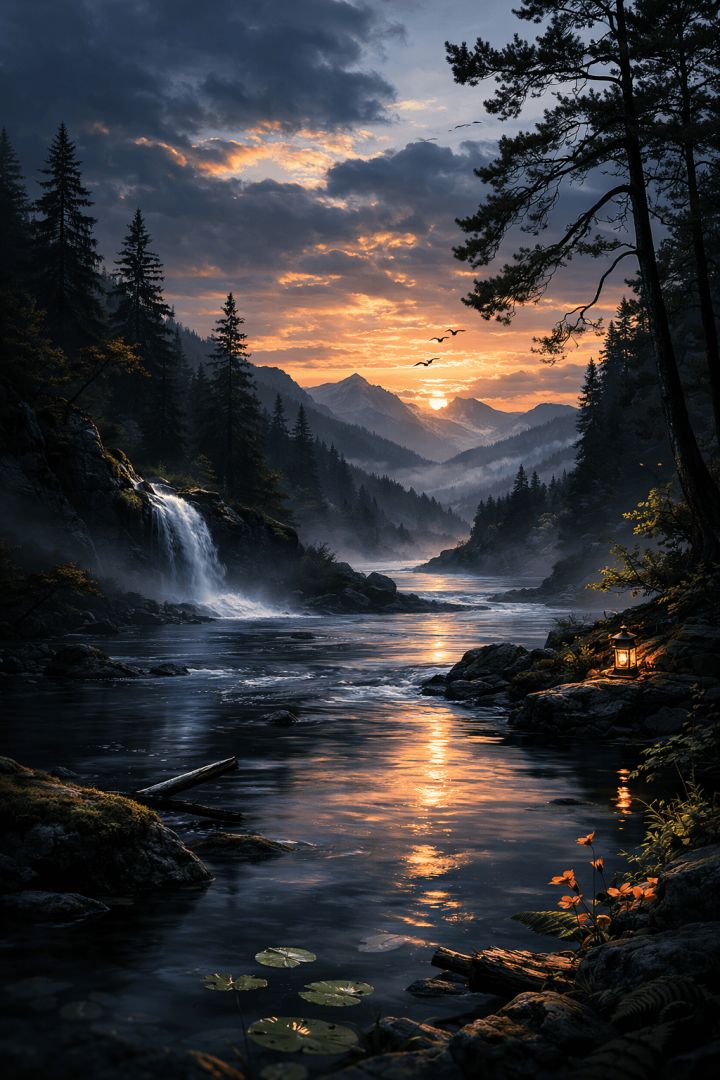 Riverside twilight serenity wallpaper patakapix wallpaper