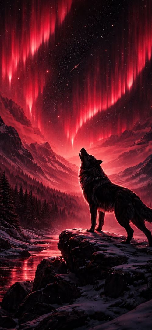 wolf-under-aurora-wallpaper-iphone-patakapix wallpaper