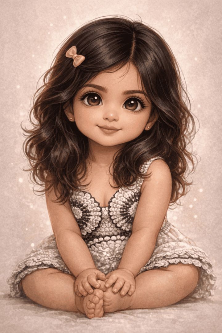Adorable baby Priyanka Chopra illustration wallpaper