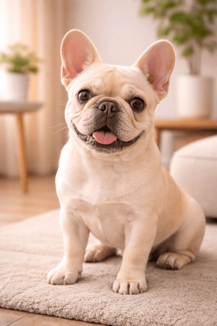Adorable French Bulldog on hardwood floor dog wallpaper
