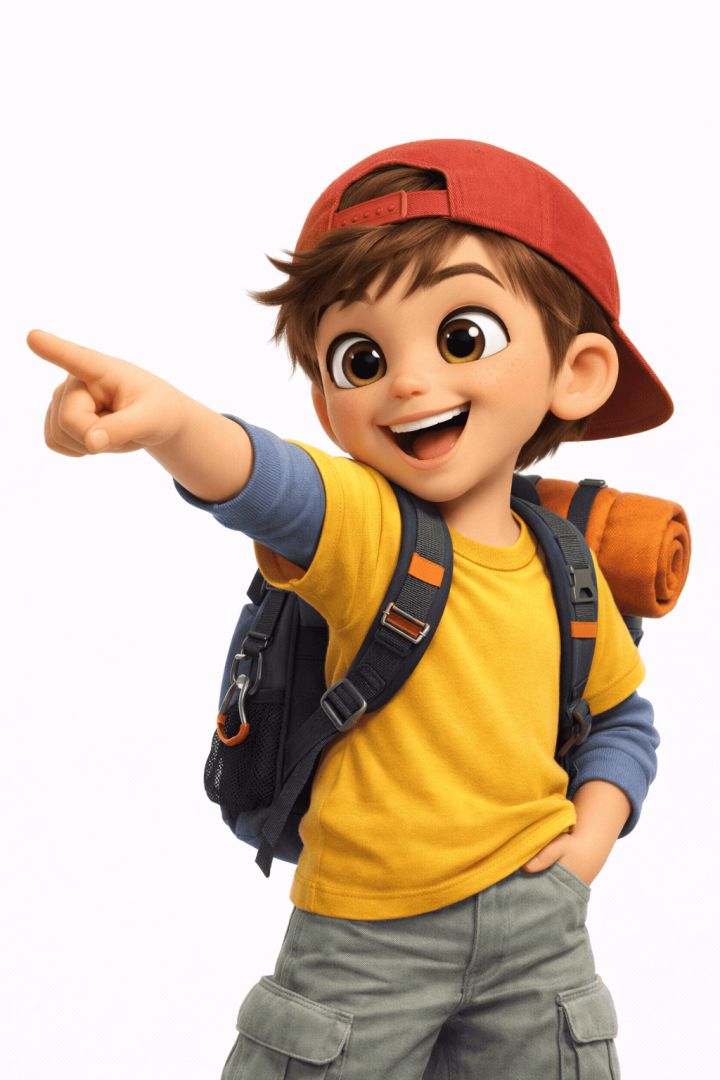 Adventurous boy with a backpack wallpaper