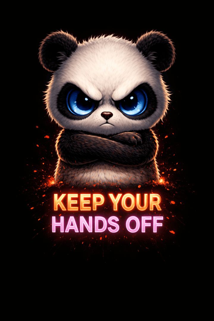 Angry Baby Panda with Warning Eyes – Keep Your Hands Off Phone Wallpaper wallpaper