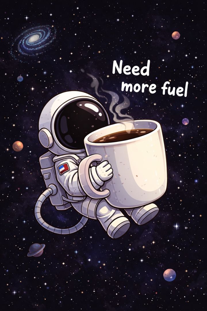 Astronaut's cosmic coffee break wallpaper