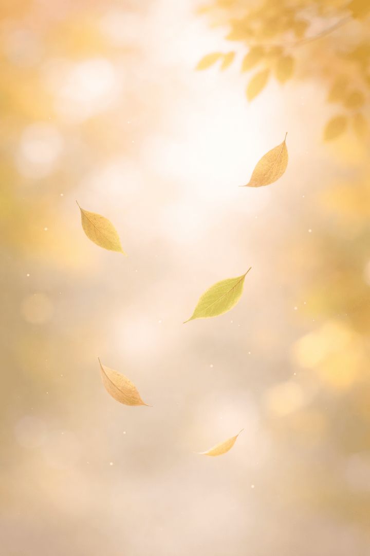 Autumn leaves drifting in soft light wallpaper