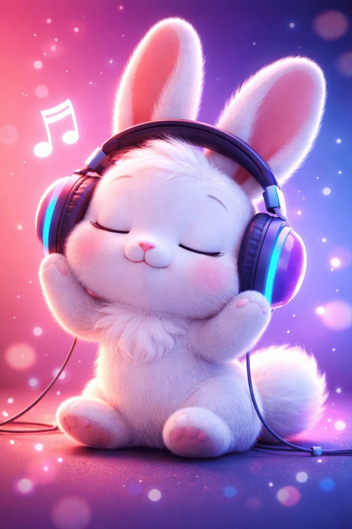 Blissful bunny tunes in tranquility wallpaper