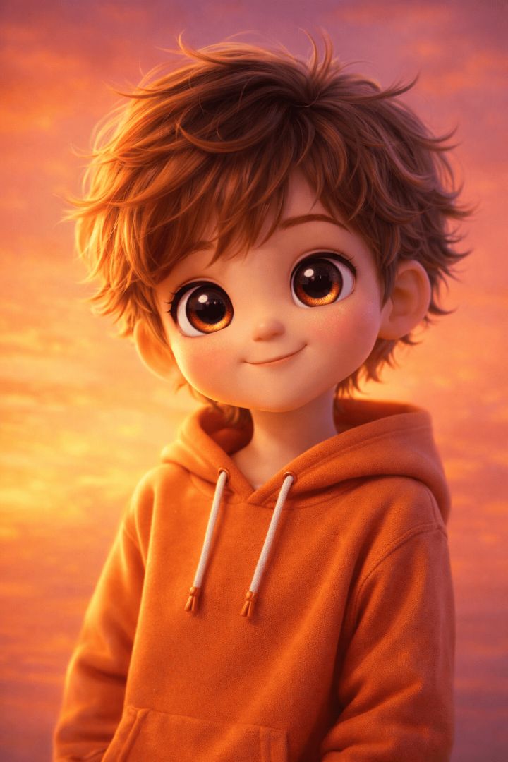 Boy in sunset glow with hoodie wallpaper