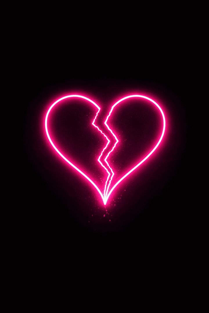 Broken neon heart in the dark wallpaper