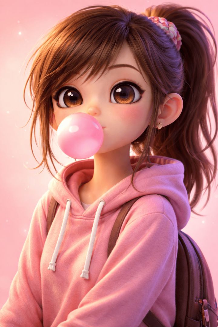 Bubble gum fun with pink sparkles wallpaper