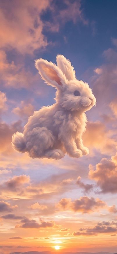 Bunny made of clouds drifting across sky wallpaper