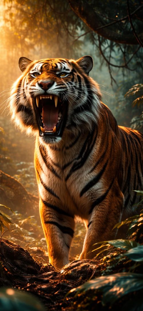 roaring-tiger-in-jungle-iphone-14-wallpaper-patakapix wallpaper