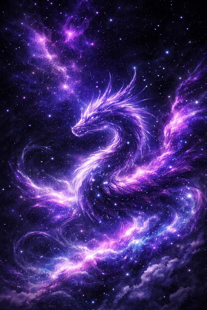 Celestial dragon in a cosmic dance mythic creature wallpaper