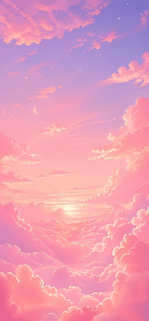 Celestial pastel dreamscape at dawn cute wallpaper