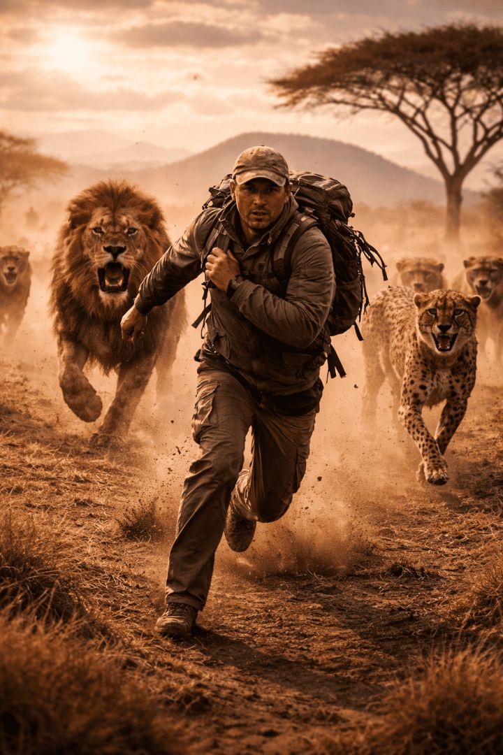 Chased across the savanna wallpaper