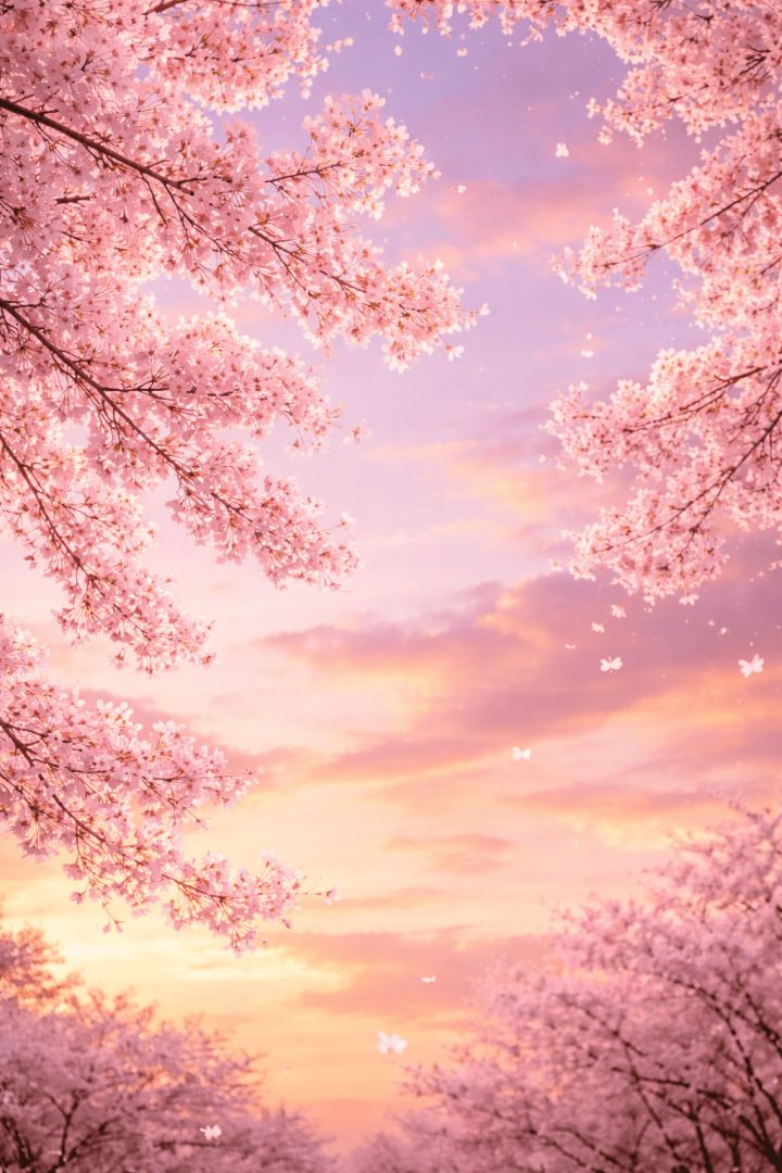 Cherry blossoms at sunset (2) wallpaper