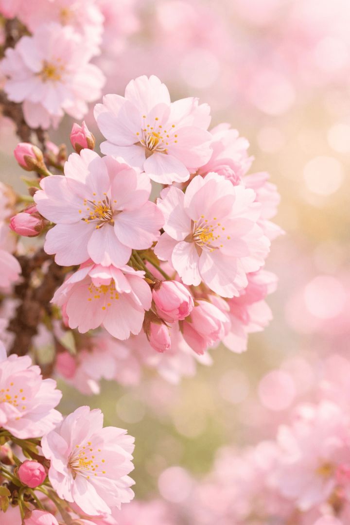 Cherry blossoms in soft sunlight flowers wallpaper