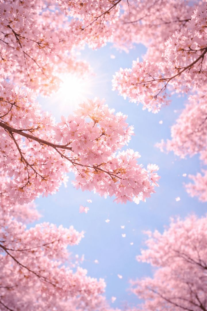 Cherry blossoms under a sunny sky wallpaper