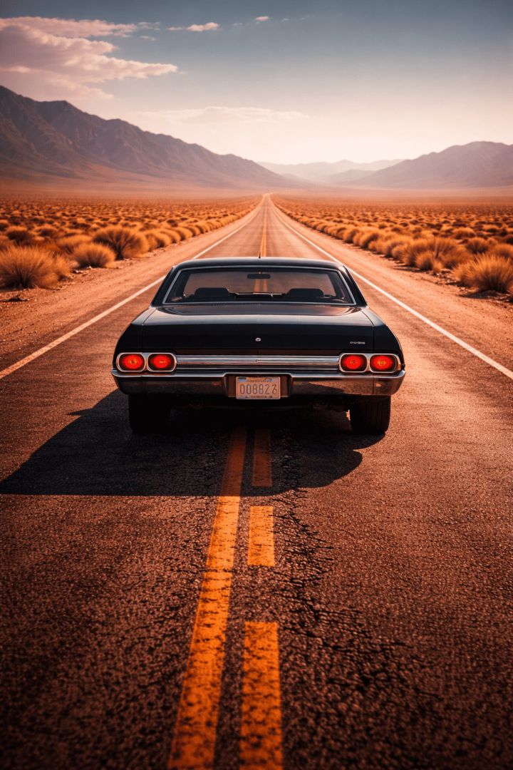 Chevrolet Chevelle SS on desert road wallpaper