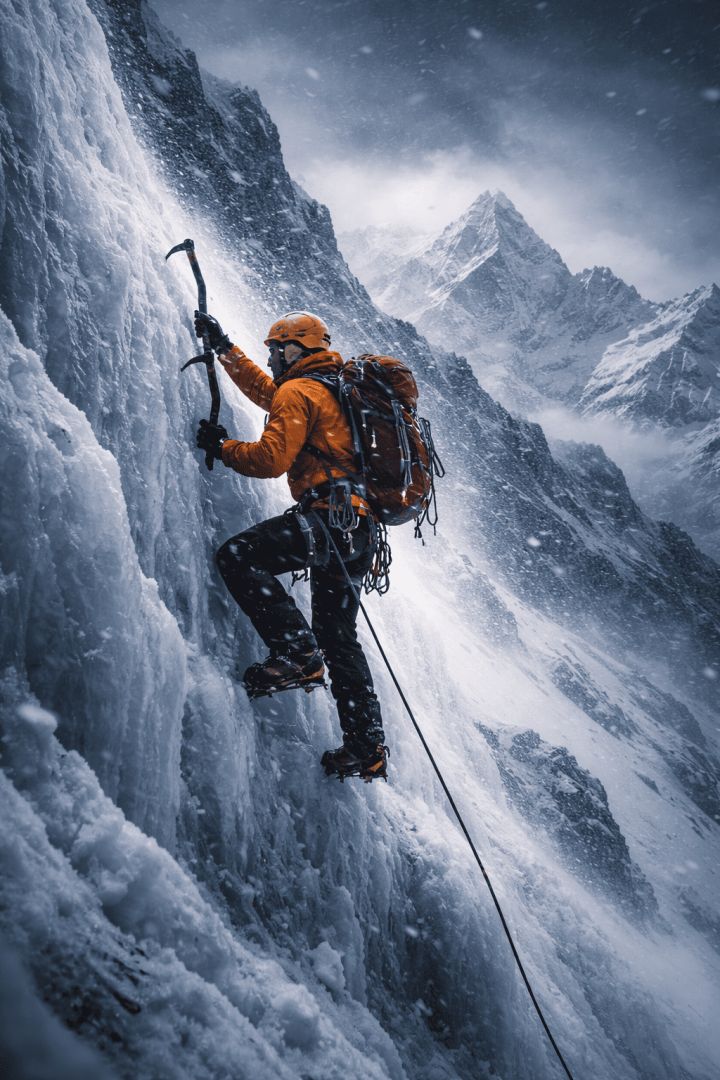 Climbing through the Himalayan storm wallpaper