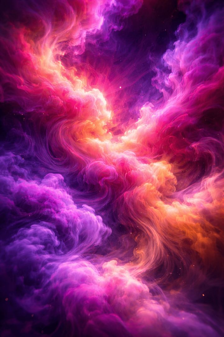 Colorful smoke swirl with glowing core wallpaper