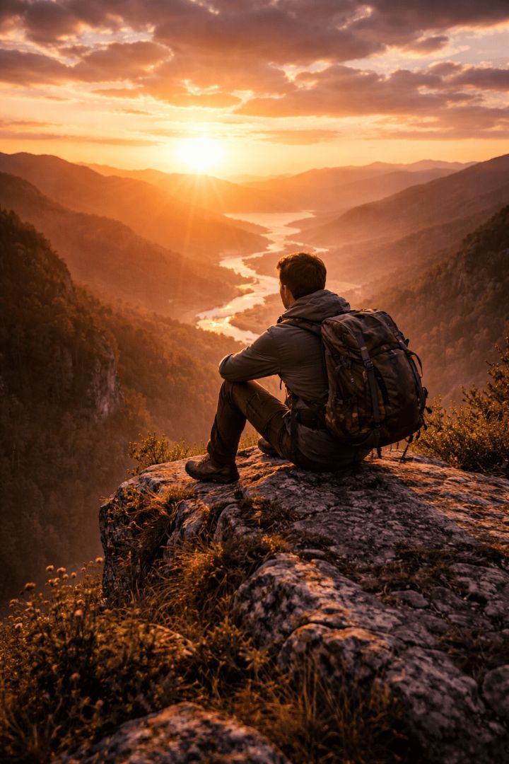 Contemplation at sunset on the cliffs adventure wallpaper