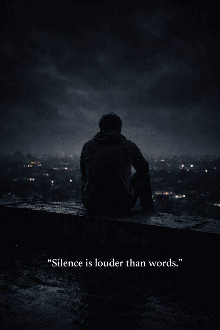 Contemplation under the city lights wallpaper