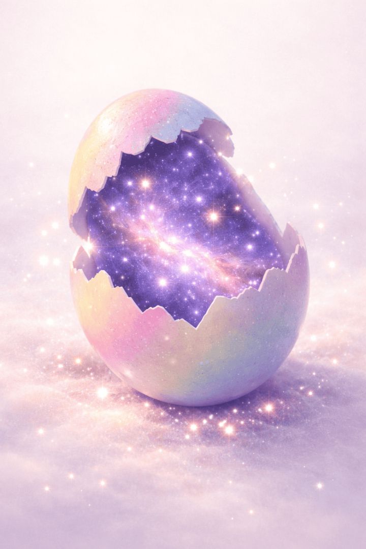 Cosmic egg with glowing universe wallpaper