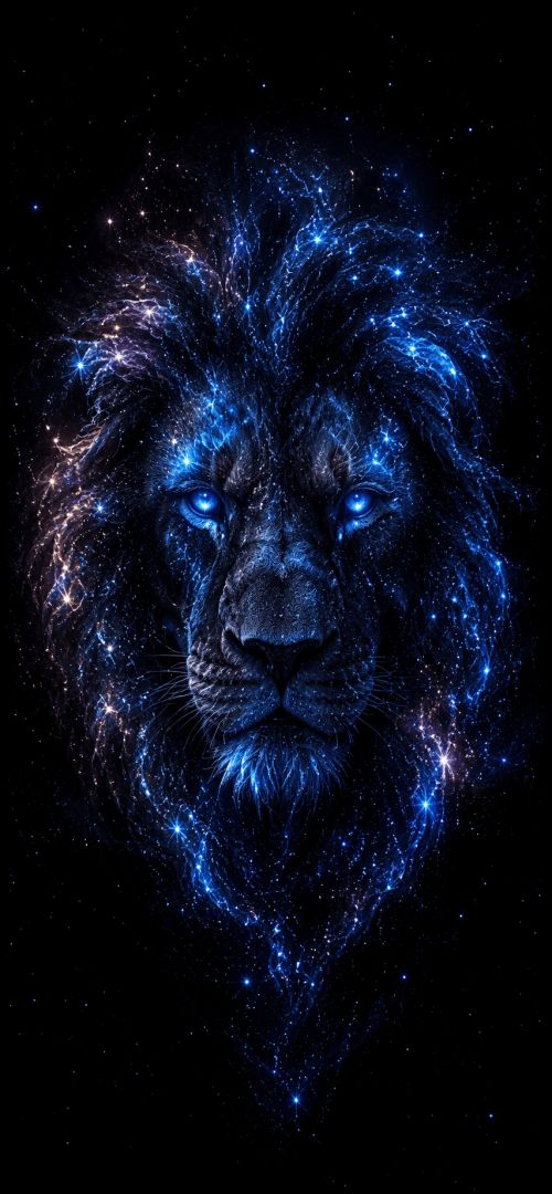Cosmic lion in the stars wallpaper