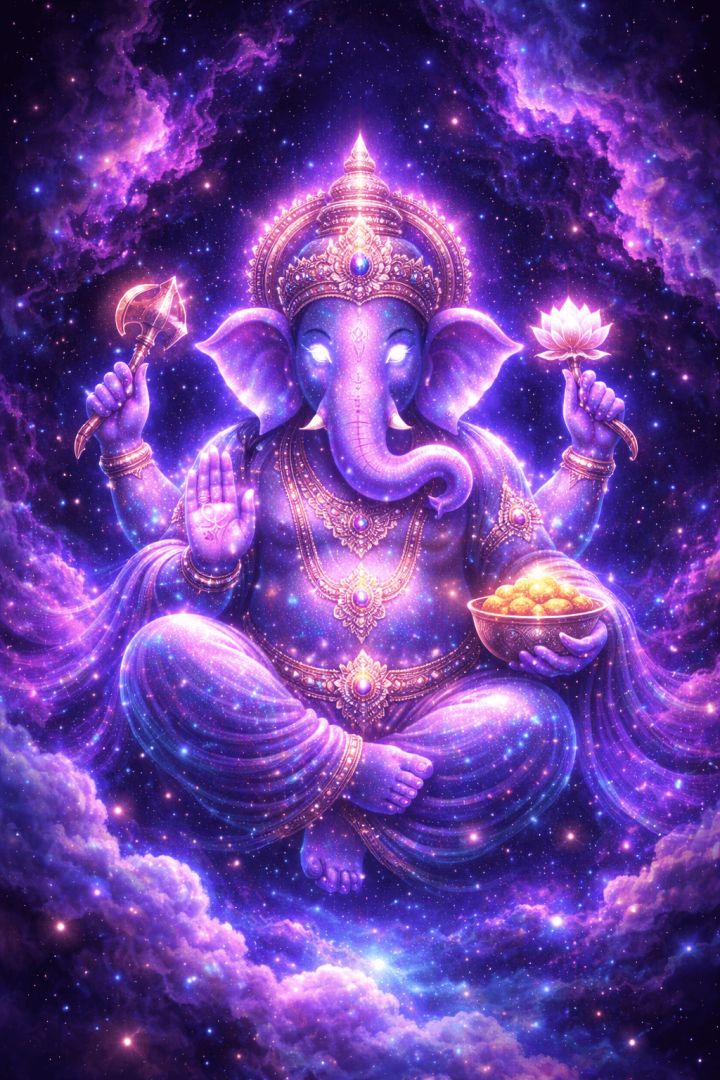 Cosmic Lord Ganesha amidst stars god wallpaper