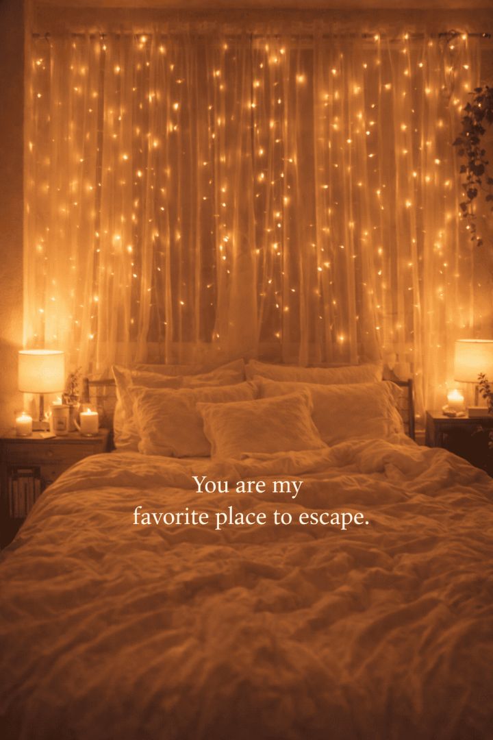 Cozy bedroom with warm glow wallpaper