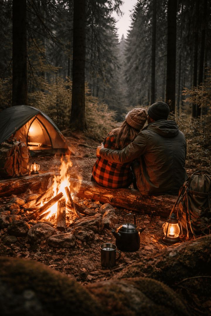 Cozy moments by the campfire wallpaper