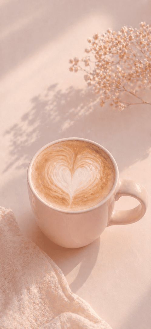 Cozy pastel coffee moment cute wallpaper