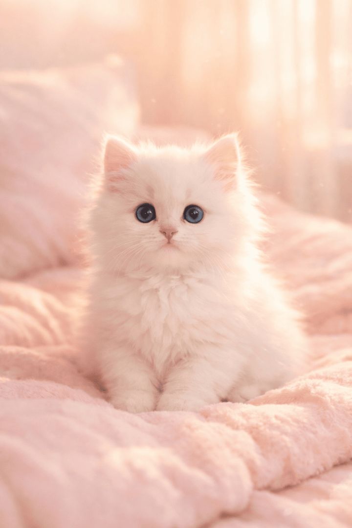 Curious kitten in soft morning light wallpaper